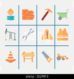sous l'icône de construction définie sur fond blanc, style plat, illustration vectorielle Illustration de Vecteur