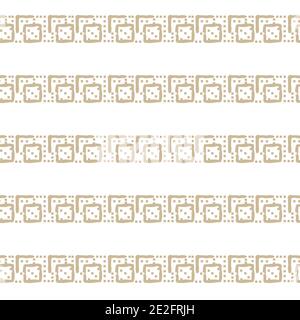 Motif de répétition de bordure blanc et beige horizontal sans couture avec aléatoire formes de carrés vides et remplis de couleur inégale Illustration de Vecteur