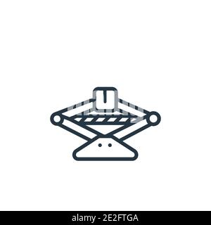 Icône vectorielle du cric pour voiture. Icône de prise de voiture noire à ligne mince, vecteur plat illustration d'élément simple à partir du concept de pièces de voiture éditable isolé sur blanc Illustration de Vecteur