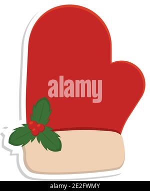 Icône de gant de noël isolé. Décoration de Noël - Vector Illustration de Vecteur