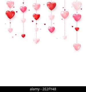 Guirlande verticale colorée en forme de coeur. Saint Valentin fond romantique. Vecteur Illustration de Vecteur