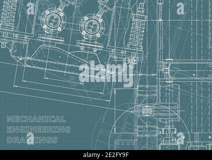 Industrie de la construction de machines. Identité de l'entreprise. Systèmes de conception assistée par ordinateur. Technique Illustration de Vecteur