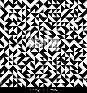 Mosaïque abstraite de triangles droits. Triangles noirs de droite dispersés sur fond blanc. Motif vectoriel abstrait sans couture. Papier cadeau décoratif moderne. Illustration de Vecteur