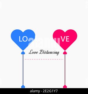 LOVE BALLON DISTANCING ILLUSTRATION MODÈLE VECTORIEL adapté pour bannière, carte, et ornement pour le besoin de conception graphique Illustration de Vecteur