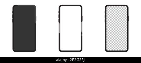 Configuration réaliste de la maquette de smartphone. Téléphone portable maquette d'écran noir, blanc et transparent. Smartphone. Illustration vectorielle sur fond blanc. Illustration de Vecteur