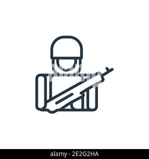 Soldats et une icône vectorielle d'arme. Lignes fines soldats noirs et une icône d'arme, vecteur plat illustration d'élément simple de l'armée conc modifiable Illustration de Vecteur