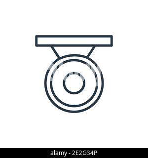 Icône de vecteur de contour Gong. Icône de gong noir à ligne mince, vecteur plat illustration d'élément simple de concept asiatique modifiable isolé sur fond blanc Illustration de Vecteur