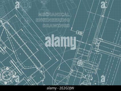 Identité de l'entreprise. Dessins de fabrication d'instruments. Dessin d'ingénierie mécanique. Technique Illustration de Vecteur