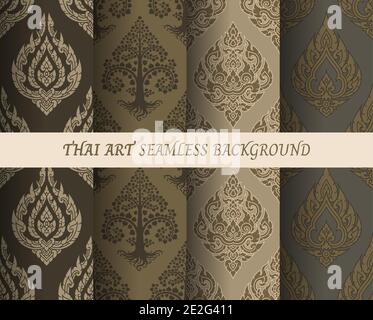 Illustration vectorielle transparente de fond d'écran à motif thaï. Illustration de Vecteur