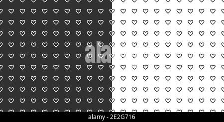 Motif coeurs vectoriels sans couture dessiné à la main. Main monochromatique illustrant les coeurs de la Saint-Valentin sur fond blanc. Illustration de Vecteur