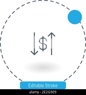 symbole de vecteur de dévaluation du dollar icônes de contour modifiables pour le web et mobile Illustration de Vecteur