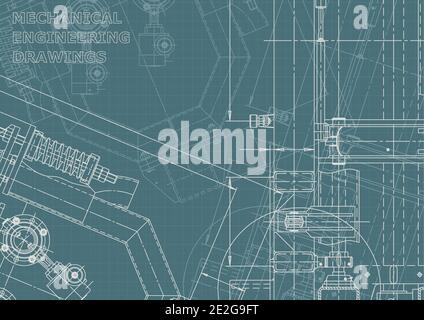 Industrie de la construction de machines. Identité de l'entreprise. Dessins de fabrication d'instruments. Systèmes de conception assistée par ordinateur. Technique Illustration de Vecteur