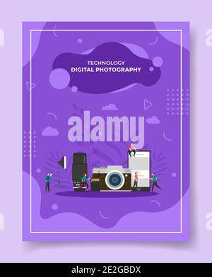 concept de photographie numérique personnes autour de l'appareil photo smartphone objectif carte mémoire éclairage pour modèle de bannières, prospectus, couverture de livres, magazine avec lici Banque D'Images