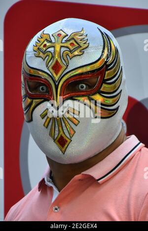 Mexico, Mexique. 13 janvier 2021. MEXICO, MEXIQUE JANVIER 13: Le lutteur Mistico intégratant du parti politique des réseaux sociaux progressifs (RSP) pose pour des photos pendant le pré-enregistrement en tant que nouveau parti politique. Le 13 janvier 2021 à Mexico, Mexique. Crédit: Ricardo Castelan Cruz/Groupe Eyepix/accès photo crédit: Accès photo/Alamy Live News Banque D'Images