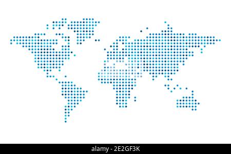 Carte du monde mosaïque bleue de petits carrés. Illustration vectorielle. Illustration de Vecteur