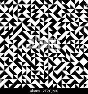 Mosaïque abstraite de triangles droits. Triangles noirs de droite dispersés sur fond blanc. Motif vectoriel abstrait sans couture. Papier cadeau décoratif moderne. Illustration de Vecteur