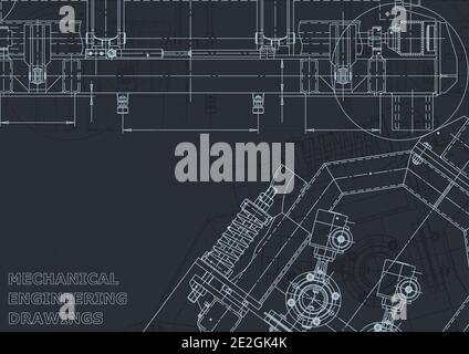 Identité de l'entreprise, arrière-plans. Dessin d'ingénierie mécanique. Industrie de la construction de machines. Dessin de fabrication d'instruments Illustration de Vecteur