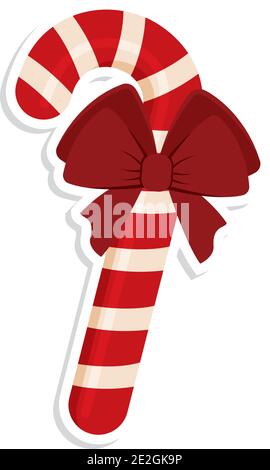 Canne de noël isolée avec un ruban rouge - Vector Illustration de Vecteur