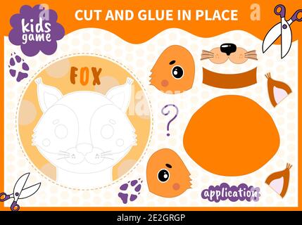 Application de jeu d'animaux de compagnie pour enfants coupée et colle en place Feuilles de travail pour les élèves d'âge préscolaire et les élèves de l'école primaire.page lue et mise en correspondance pour les enfants Illustration de Vecteur