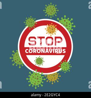 virus corona isolé sur panneau rond Illustration de Vecteur