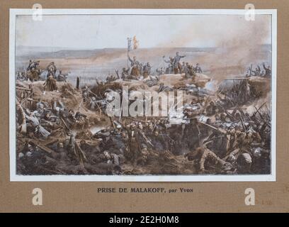 Assaut de l'armée française le 8 septembre 1855, entraînant la capture française du fort Malakoff. Guerre De Crimée. Banque D'Images