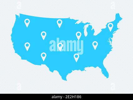 Carte des États-Unis avec icônes de carte. Carte des États-Unis d'amérique Illustration de Vecteur