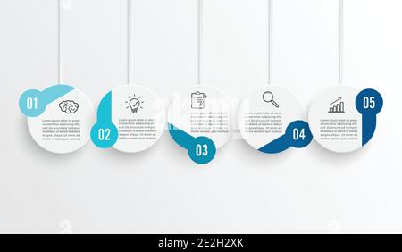 Chronologie du modèle la couleur Infographique horizontale numérotée pour cinq positions peut être utilisée pour le flux de travail, la bannière, le diagramme, la conception Web, le graphique de zone. Illustration de Vecteur