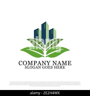 Vert Appartement logo design vecteur, immobilier bâtiment logo inspiration Illustration de Vecteur