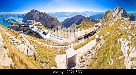 Pic de Pilatus. Vue panoramique sur le pic de Pilatus et le paysage des Alpes, Pilatus Kulm, paysage du centre de la Suisse Banque D'Images