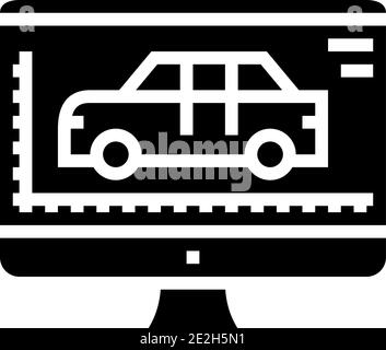 dimensions et caractéristiques du modèle de voiture illustration du vecteur d'icône de glyphe Illustration de Vecteur