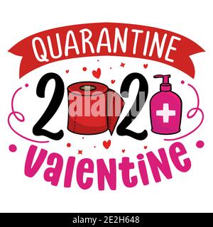Quarantaine de la Saint-Valentin 2021 (serez-vous ma Saint-Valentin?) - expression de lettrage de sensibilisation. Affiche de distance sociale avec texte pour la mise en quarantaine automatique. lette manuelle Illustration de Vecteur