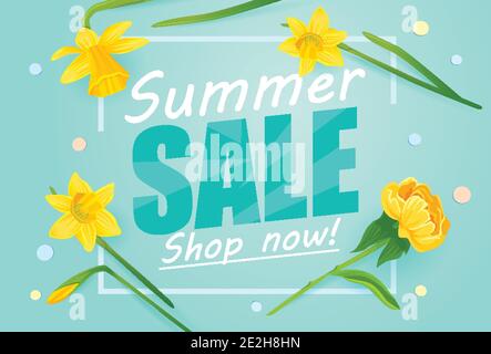 Modèle d'affiche des soldes d'été, illustration vectorielle. Vente et remises. Solde heure d'été Illustration de Vecteur