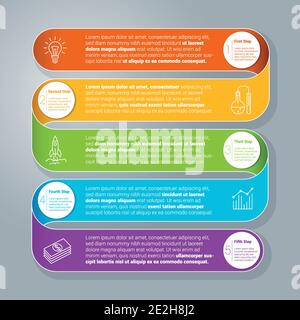 Modèle d'infographies étape par étape Illustration de Vecteur