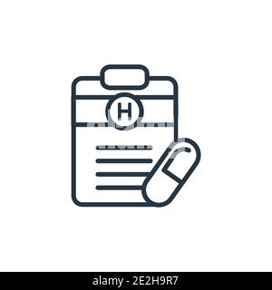 Icône de vecteur de contour de prescription. Icône de prescription noire fine, vecteur plat illustration d'élément simple de concept médical modifiable isolé sur Illustration de Vecteur