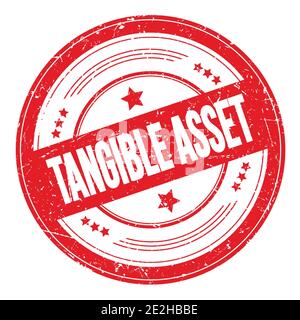 Texte DE L'ACTIF TANGIBLE sur un timbre de texture rond rouge grungy. Banque D'Images