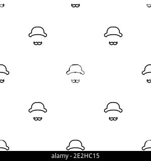 Motif sans couture avec chapeaux melons et noeuds sur fond blanc. Décoration simple gentleman. Illustration vectorielle plate. Illustration de Vecteur