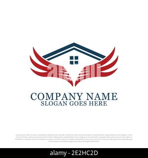 Design de logo de maison d'aile, modèle de logo de maison militaire, meilleur pour les entreprises et modèle de logo d'entreprise Illustration de Vecteur
