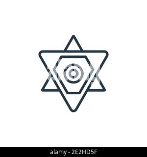 Icône de vecteur de contour juif. Fine ligne noire icône juive, vecteur plat illustration d'élément simple du concept magique modifiable tracé isolé sur blanc Illustration de Vecteur