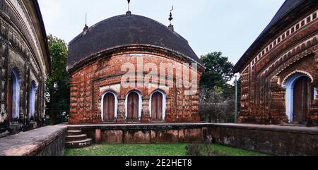 Baranagar. Bengale-Occidental, Inde. Le complexe du temple de char Bangla a été construit par Rani Bhabani de Natore, en 1755, sur la rive du Gange. Le temple com Banque D'Images