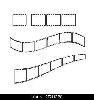 ensemble de films cinématographiques. Le cadre et la bande de film photographique. Contour vide, style plat Illustration de Vecteur