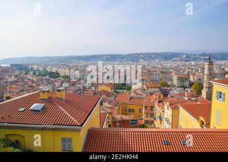 Nice, France. 12 octobre 2019. Vue panoramique aérienne du Vieux Nice. Crédit : Vuk Valcic/Alamy Banque D'Images