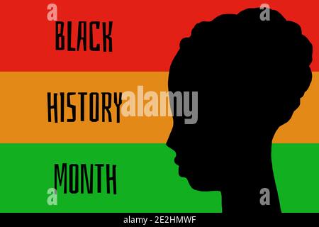 Mois de l'histoire des Noirs. Silhouette de la tête de femme. Banque D'Images