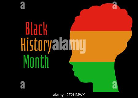 Mois de l'histoire des Noirs. Silhouette de la tête de femme. Banque D'Images