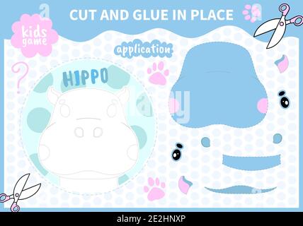 Application de jeu d'animaux de compagnie pour enfants coupée et colle en place Feuilles de travail pour les élèves d'âge préscolaire et les élèves de l'école primaire.page lue et mise en correspondance pour les enfants Illustration de Vecteur