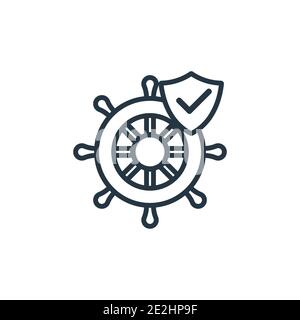 Icône de vecteur de contour d'assurance de navire. Fine ligne noire icône d'assurance de navire, vecteur plat illustration d'élément simple du concept d'assurance modifiable isola Illustration de Vecteur