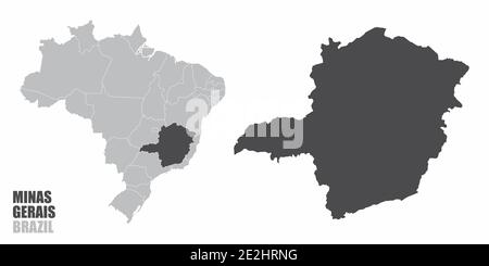Carte de Minas Gerais Brésil Illustration de Vecteur