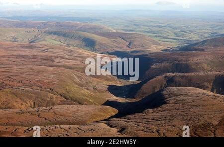 Vue aérienne des Pennines depuis l'ouest Quelque part près de Lancaster Banque D'Images