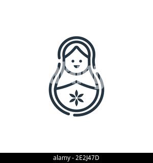 Icône de vecteur de contour de Matryoshka. Icône matryoshka noire à ligne mince, vecteur plat illustration d'élément simple à partir d'un contour isolé de concept général modifiable Illustration de Vecteur