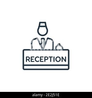 Icône de vecteur de contour de réception. Icône de réception noire fine ligne, vecteur plat illustration d'élément simple du concept d'hôtel modifiable isolé sur b blanc Illustration de Vecteur