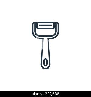 Icône vecteur de contour de l'éplucheur de légumes. Fine ligne noire Peeler icône, vecteur plat illustration d'élément simple du concept de cuisine modifiable iso Illustration de Vecteur